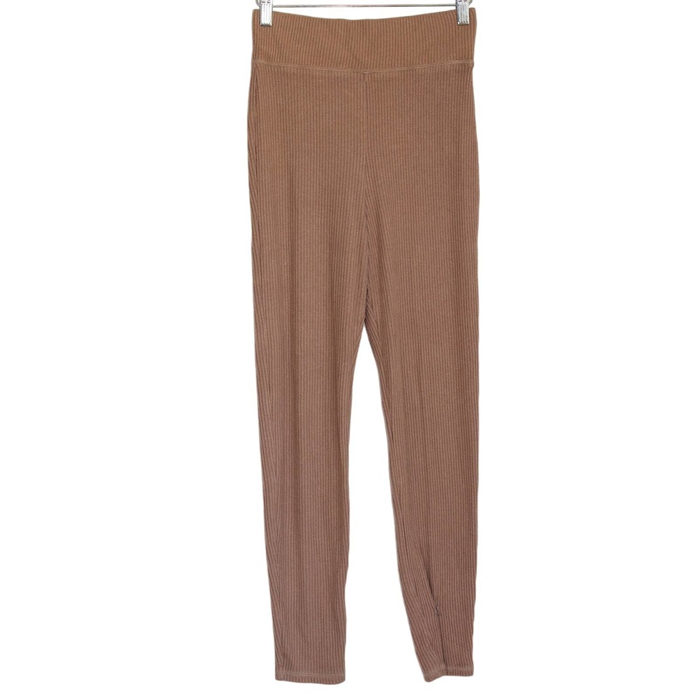 Womens Abercrombie & Fitch Tan Brown Ribbed Knit Elastic Loungewear Pants Size M
